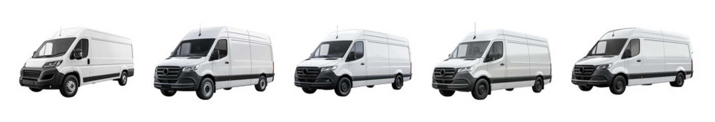 Naklejka premium White Cargo Delivery Van Set - PNG Cutout