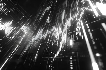 Stock chart animation - abstract digital 3d financial chart animation showing growing value of the global stock market