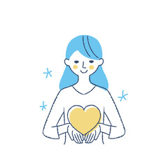 大事そうにハートを持っている女性