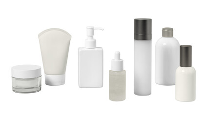 Skincare bottles png, minimal beauty business branding, cut out design set