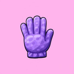 Obraz premium An vibrant image of a purple glove with a textured surface. The background is a pastel pink color, adding depth and contrast.