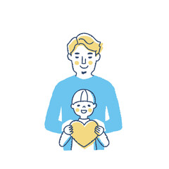 ハートを持っている男の子とパパ　　上半身