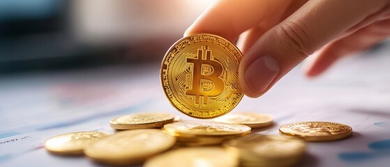 Hand Holding Bitcoin Coin