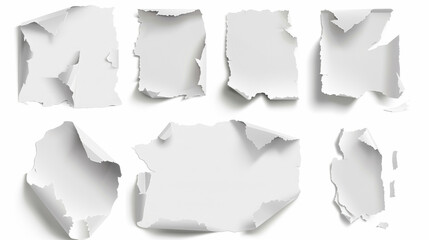 set of torn paper on white background
