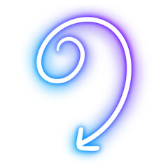 Obraz premium Neon blue swirl arrow sign design element