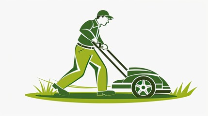 a backyard lawn care service person mowing the grass