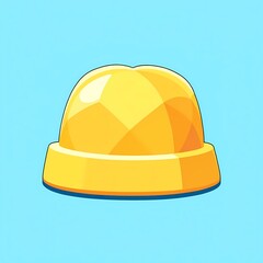 Fototapeta premium An sleek image of a yellow hat with geometric patterns. The background is a icy cyan color, adding depth and contrast.