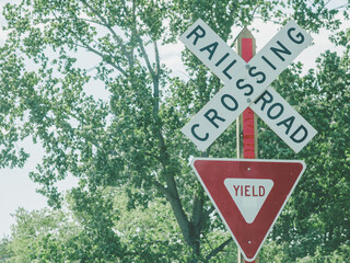 Railroad Crossing Traffic yield Sign