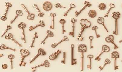 Naklejka premium Vintage keys. AI.