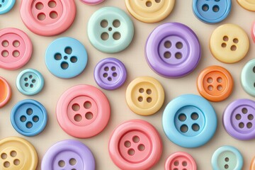 Colorful buttons in a variety of shades. AI.