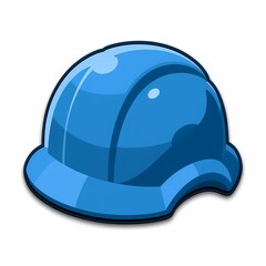 Fototapeta premium An chunky image of a blue helmet with embossed details. The background is a soft white color, adding depth and contrast.