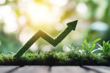 green stock market arrow business graph growing pointing up on economic chart icon trending upwards financial board rises