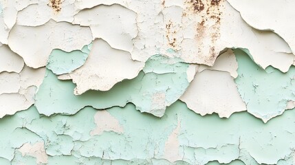 Obraz premium Abstract Peeling Paint Texture Mint Green White Wall Background