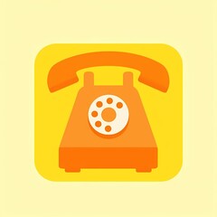 An minimalistic image of a orange phone with a bold outline. The background is a vibrant yellow color, adding depth and contrast.