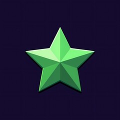 Obraz premium An minimalistic image of a green star with a metallic finish. The background is a deep purple color, adding depth and contrast.