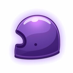 Fototapeta premium An glowing image of a purple helmet with a matte finish. The background is a soft white color, adding depth and contrast.