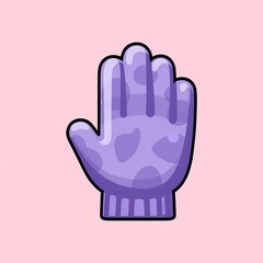 Obraz premium An retro image of a purple glove with a patterned design. The background is a pastel pink color, adding depth and contrast.