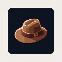 An futuristic image of a brown hat with a painted logo. The background is a midnight black color, adding depth and contrast.