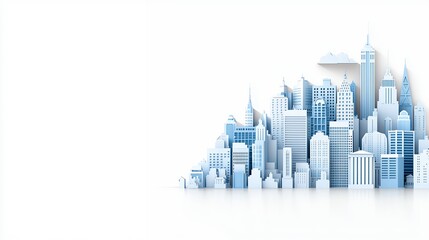 Abstract Paper Cut Cityscape Panorama