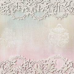 Floral lace border on pastel background