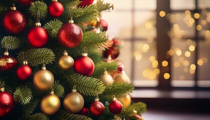 christmas tree decorated with red and gold ornaments