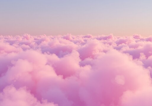Fototapeta Abstract 3d candy fluffy texture with gradient cotton candy clouds in the sky. Fantasy pink cloud in sky pastel background. Fairy Paradise realistic soft cloudy sunset landscape.