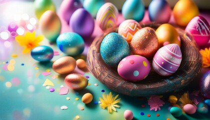 colorful easter eggs and cheerful decorations create a festive atmosphere for spring celebrations