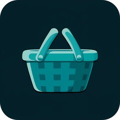 Fototapeta premium An modern image of a teal basket with a matte finish. The background is a midnight black color, adding depth and contrast.