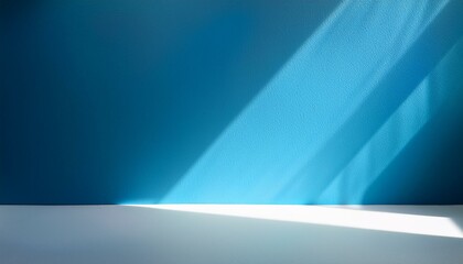 wall interior background studio and backdrops show products with soft light shadow from window color blue and white background for text insertion and presentation of produc