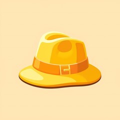 Fototapeta premium An sleek image of a yellow hat with a glossy coating. The background is a sand beige color, adding depth and contrast.