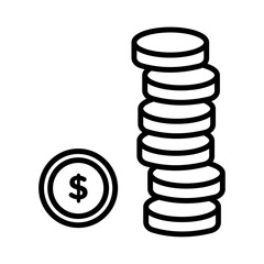 Coin stack icon Outline vector symbol sign