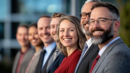 Obraz premium Diverse Business Team Smiling in a Row