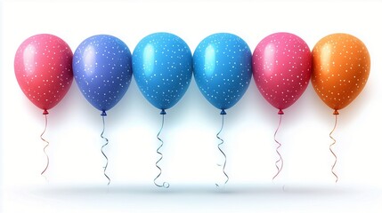 Colorful balloons in vibrant hues lined up for a celebration at a party venue