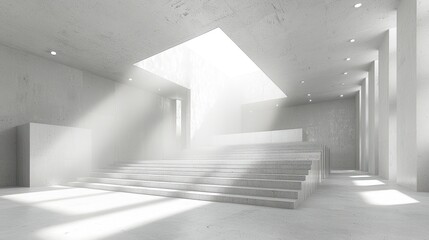 Obraz premium Sunlit Concrete Staircase: Modern Minimalist Architecture