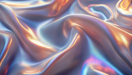 Obraz premium Iridescent holographic surface with rainbow-like light reflections creating a surreal abstract background