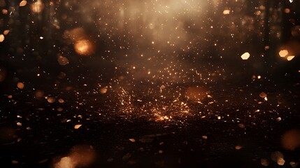 Obraz premium Abstract Golden Sparks Background Dark Glowing Particles Texture