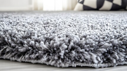 Closeup Gray Shaggy Rug Texture Soft Carpet Floor