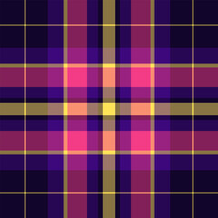 Romance check textile pattern, show vector fabric tartan. Day texture plaid background seamless in violet and pink colors.