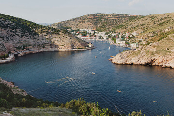 Balaklava Bay in Crimea, top view.