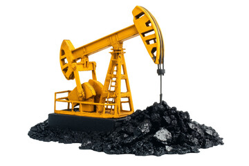 a oil pump with a crane on top isolated on a transparent background