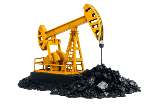 a oil pump with a crane on top isolated on a transparent background
