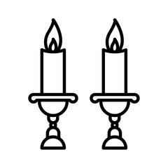 Shabbat candles icon Outline vector symbol sign