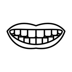 smile with teeth icon Outline vector symbol sign