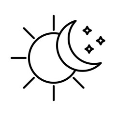Sun and moon icon Outline vector symbol sign