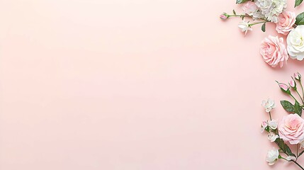 Delicate Pastel Flowers Arrangement On Pink Background