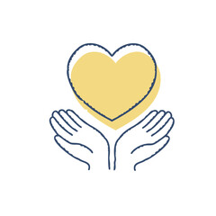 ハートと包み込む手