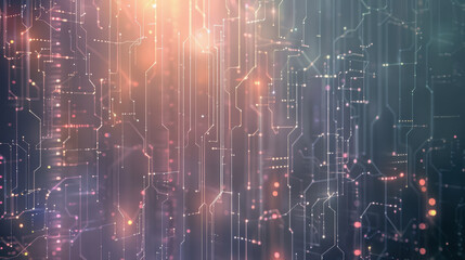 Fototapeta premium Elegant futuristic digital network with soft glowing gradients and abstract circuit connections, representing artificial intelligence and advanced data technology