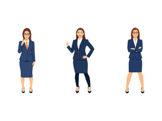 Fototapeta premium A Collection of Flat Illustration Businesswoman Doing Different Actions, Isolated on Transparent Background.