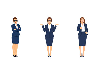 Fototapeta premium A Collection of Flat Illustration Businesswoman Doing Different Actions, Isolated on Transparent Background.