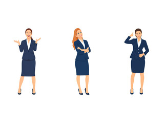 Fototapeta premium A Collection of Flat Illustration Businesswoman Doing Different Actions, Isolated on Transparent Background.
